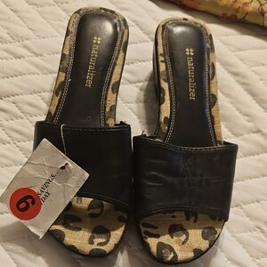 Naturalizer Black and Tan Mules Comfortable and Stylish